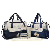 Dark Blue 5-Piece Mommy Bag Set - Large Capacity Diaper Bags for Baby Travel, Tote and Shoulder Bags V888-ELOSUNG17291