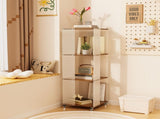 4-Tiered Floor Standing Storage Rack Acrylic Bookshelf with Crystal-like Casters V767-JJ-XM1462