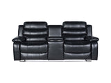 Chelsea 2R Seater Finest Leatherette Recliner Feature Console LED Light Ultra Cushioned V43-REC-CHLS2RBL