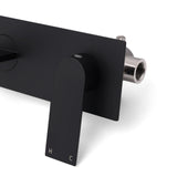 Matte Black Basin Mixer Bathroom Vanity Faucet Wall Mounted Tap Slim Flat Spout V1233-KRS301B