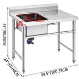 Handmade Sink Non-magnetic Stainless Steel Kitchen Sink Hand Made 1 Compartment 40.6 x 39.4 x 25.4 V952-DCBXGSCDYPT000001V0