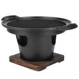 1 Piece Korean Smokeless Charcoal BBQ Grill, Aluminium Grill with Wood Base for Home Barbecues, V1189-LC-HW-00343