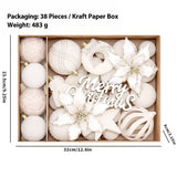 38-Piece Velvet Christmas Ornament Gift Set with Ball, Star, Poinsettia and Bow Designs, Silver V1341-ZY-YTZXM5WH-CARAMELBROWN