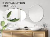 Beveled Edge Oval Wall Mirror, Frameless Decorative Glass Mirror for Bathroom, Living Room, V767-YSJ-XB161-37
