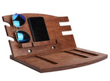 Wood Phone Docking Station Desk Storage Bracket Key Holder Wallet Stand Watch Organizer for Man V1294-YM0901-3116210048711