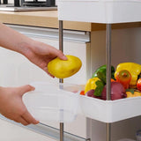 25.2 Inch 3-Tier Slim Rolling Storage Cart Narrow Gap Organizer 360&deg Wheels Hollow Drainage Shelves V1369-AZ3-W-10241