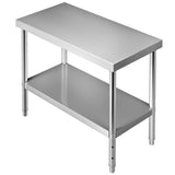 Stainless Steel Prep Table, 122 x 46 x 86 cm, 250kg Load Capacity Heavy Duty Metal Worktable with V952-J48X18X34INCH1I8LV0