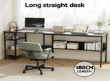 Artiss Computer Desk L shape Home Office Study Table Desks Open Shelf Black FUR-U-CD-MET130-BK
