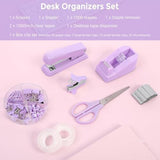 Desk Accessories, Stapler and Tape Dispenser Set,10PCS Office Supplies Set, Stapler, Tape Dispenser, V1107-121-47778-PUR-10PCS