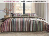 Bedding House Roman Multi Cotton Stripe Quilt Cover Set King V442-HIN-QUILTCS-ROMAN-MULTI-KI