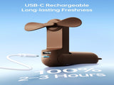 Handheld Mini Fan , 3-in-1 USB Rechargeable Portable Fan with Power Bank & Flashlight, Pocket V1107-HANDHELD MINI FAN (BROWN)