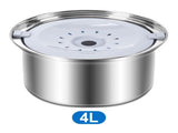 Stainless Steel Floating Pet Water Bowl - 4L Splash Proof Cat Dog Bowl with Filter - No Spill V1259-PET-01-BOWL-40L