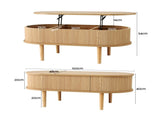 Artiss Lift Top Coffee Table Fluted Centre Table with Hidden Storage Oval 100cm FUR-Z-COF-05-LIFT-WD