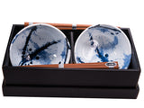 Bowl Set 2pcs with Chopsticks Blue White Splash Design V637-C0315