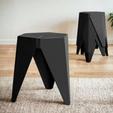 Artiss 4PC Puzzle Stool Plastic Bar Stools Stackable Black AI-PP-STOOL-T-BKX4