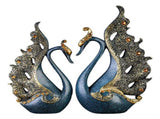 2PCS Peacock Ornaments Natural Resin Desktop Peacock Sculpture for Wine Cabinet TV Cabinet Home Blue V1294-YM0626-3115220162111