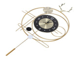 Wall Clock Living Room Decor Metal Deer Horn Swinging Gold Pendulum Geometric Wall Clock Decor V1294-YM0901-3115240035311