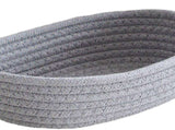 3 Pcs Desktop Storage Basket Oval Organizer Container Cotton Rope Hand Woven for Makeup Snacks Grey V1294-YM0626-3117220295312
