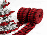 Plaid Christmas Garland, Buffalo Rustic Craft Ribbon Ruffled for Home Wreath Staircase Tree V1192-AZ-W-17374
