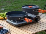 Gray Yellow camping cookware set, 3-4 person pot set, outdoor cooking kit, camp stove pots, camping V1347-132-YEL-47041