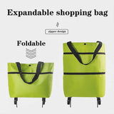 2-in-1 Foldable Shopping Trolley Bag, Waterproof Oxford Fabric & 33 lbs Heavy Duty Rolling Cart, V1366-AZ2-W-10836