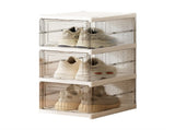 Transparent 3-Layer Foldable Shoe Storage Tower with Transparent Display Panel & Back Ventilation V888-ELOSUNG45708