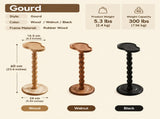Solid Rubberwood Gourd Shape Side Table with Raised Edge, Compact Round Top for Sofa, Bedside, Small V1341-ZY-GOURDAA3-BLACK