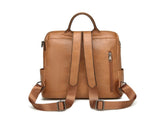 Black Retro Soft PU Leather Backpack for Women - Water-Resistant Large Capacity Travel Rucksack with V888-ELOSUNG45250