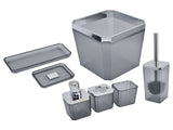 7Pcs/Set Plastic Bathroom Accessory Grey Toothbrush Holder Soap Tray Kit for Home Hotel V1294-YM0523-3117210196311