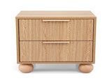 Artiss Rattan Bedside Table 2 Drawers Pine FUR-Z-BS-03-WD