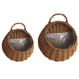 2Pcs Round Hanging Planter Burlap Flower Basket Flower Hanging Basket Wall Hanging Garden Planter V1369-AZ3-W-02590