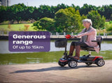 EQUIPMED FreeRoam Mid-Sized Lithium Fast Easy Charge Mobility Scooter, Red V219-HMBMSCEQ3LRA