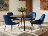 Blue Velvet Bistro Dining Set V264-DNT-405-BLK-DNC-414V-BLU-4