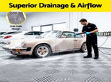 Giantz 20PCS Garage Floor Tiles Interlocking Drainage Non-Slip Tiles Heavy Duty for Workshop Grey GFT-40X40-20P-GR