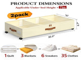 2 Pack Under Bed Storage with Wheels, Under Bed Storage Containers with Adjustable Dividers & Clear V1107-127-12965-BEG