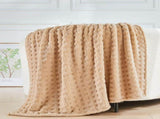 Updated Grey Throw Blanket for Couch and Bed- Super Soft and Warm 3D Checkered Fluffy Fuzzy Fleece V1107-114-51000-BRN3
