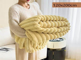 Cozy Rabbit Plush Nap Blanket Thickened Flannel Milk Fleece Office Leg Throw Cream Yellow 120200cm V1221-XM-LB5554-ZS195