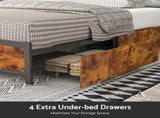 Double Bed Frame with 4 Storage Drawers, Charging Station, USB Ports, Black V178-59296