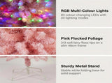 Christabelle 1.8m 6ft Pink Fairy Floss Christmas Tree Pre Lit RGB LED Flocked Slim Artificial I 112_WFLPF6