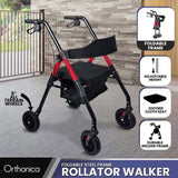 Orthonica Foldable Mobility Steel Rollator 136kg Max Capacity Red FRW-MAS-029-RD