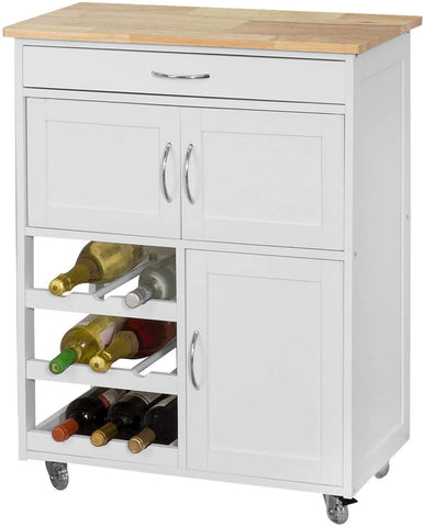 Kitchen Trolley with Wine Racks, Portable Workbench and Serving Cart for Bar or Dining V178-84621