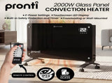Pronti Glass Panel Convection Heater with Remote Control LED Display Black HEA-GPL-E20-BK