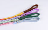 Premium Leather Pet Collar and Leash - Soft, Strong Braided Rope V888-ELOSUNG31213