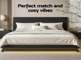 Artiss Bed Frame King Size LED Gas Lift Black LUMI BFRAME-E-LUMI-K-BK-ABC