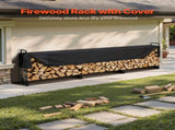 Firewood Rack with Waterproof Cover, 383 x 36 x 117 cm Outdoor Firewood Holder, 660lb Weight V952-DCJPSYGNJB152FGMBV0