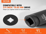 Axle Nut Impact Socket Set, 3/4" Drive Deep 6-Point 8-Piece SAE Spindle Nut Socket Set, CR-MO Heat V952-ZLMTTCZLM34693CRKV0