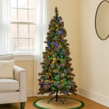 Christabelle 7.5ft Christmas Tree Slim Glittery Gold Pine LED Lights Xmas Decor 112_SENGG75S