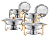 Chafing Dish Buffet Set, 5 Qt 4 Pack, Stainless Steel Chafer with 4 Full Size Pans, Round Catering V952-YXBXGSTGK4JT0HGMLV0