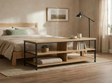 CARLA HOME Tv Stand 3 Tier Open Shelf Entertainment Console - Brown - Rustic - Steel V178-36429