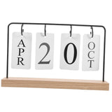 Black Wooden Flip Desk Calendar Perpetual Tabletop Calendar Creative Office Decor V1366-AZ2-W-19253